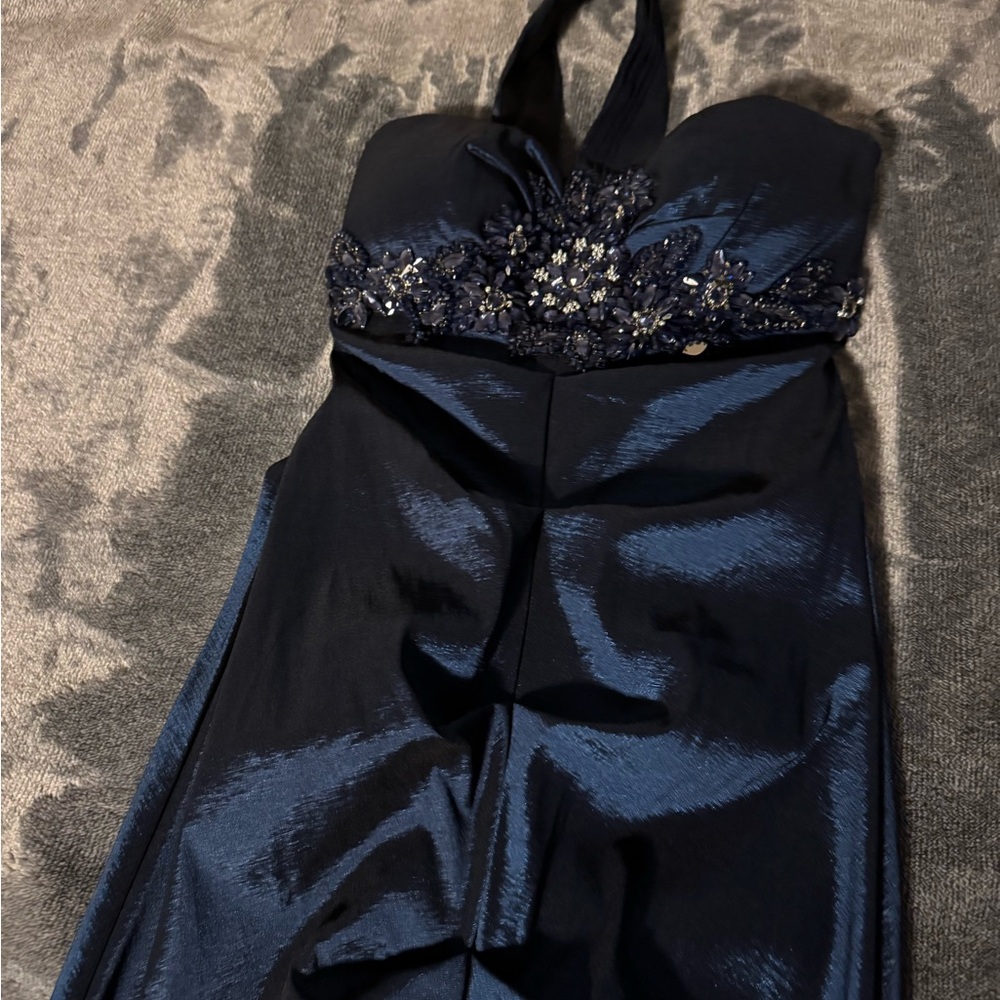 Xscape Midnight Blue Halter Dress